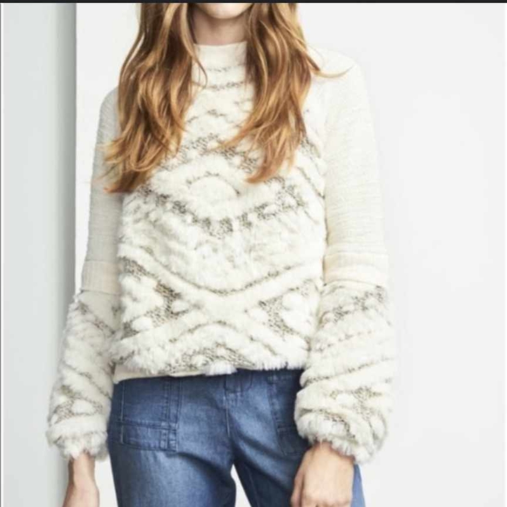 Anthropologie Amadi Calista Faux Fur Sweater XS